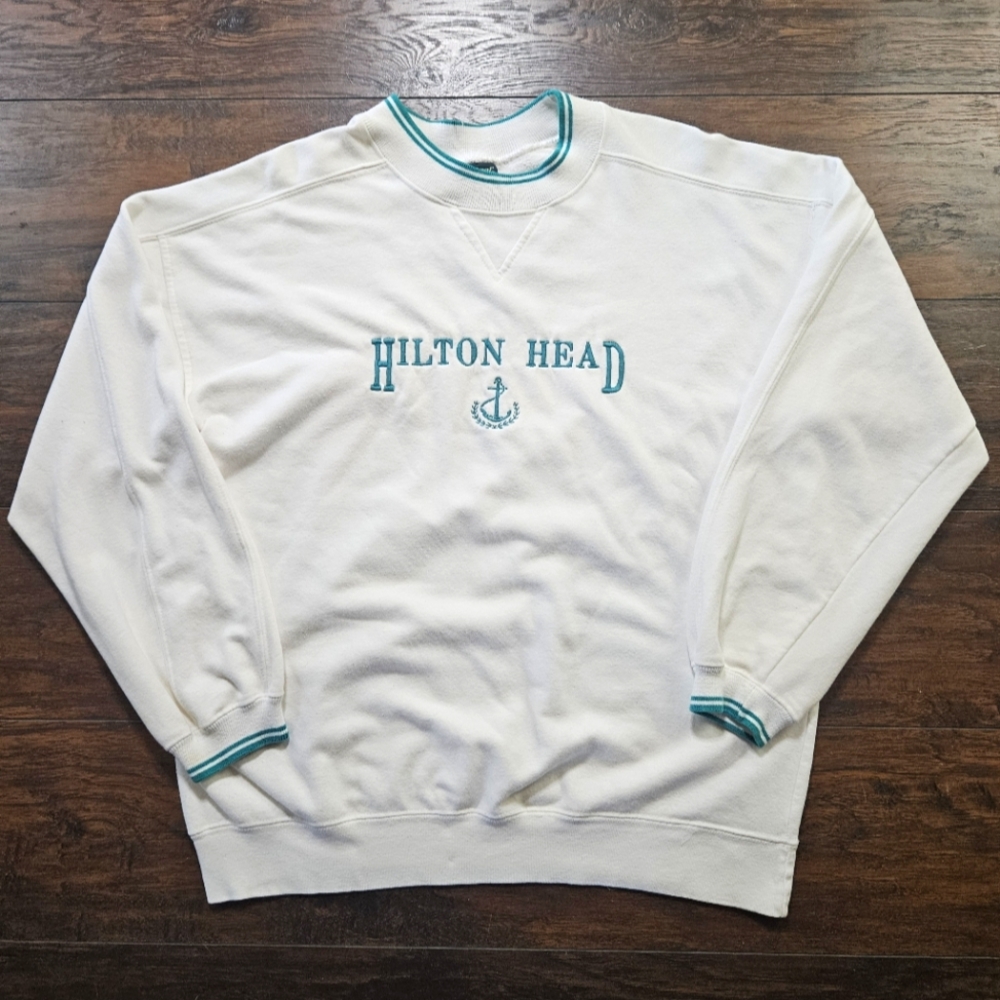 Vintage 90s Outer Reef Hilton Head Embroidered Crewneck Sweatshirt XL
